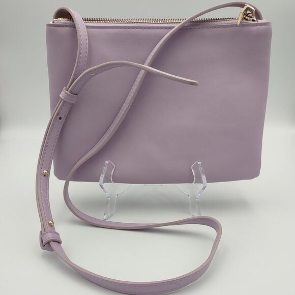 Urban Expressions Vegan Certified Lilac Crossbody Tri-Zip Purse - Picture 2 of 4